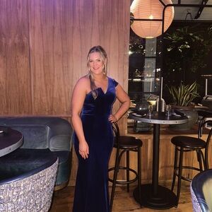 Betsy & Adam Royal Blue One Shoulder Dress